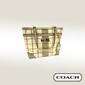 Coach Heritage Tattersall Tote with Bonus Wristlet